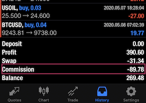 Forex Commission on MT5 App